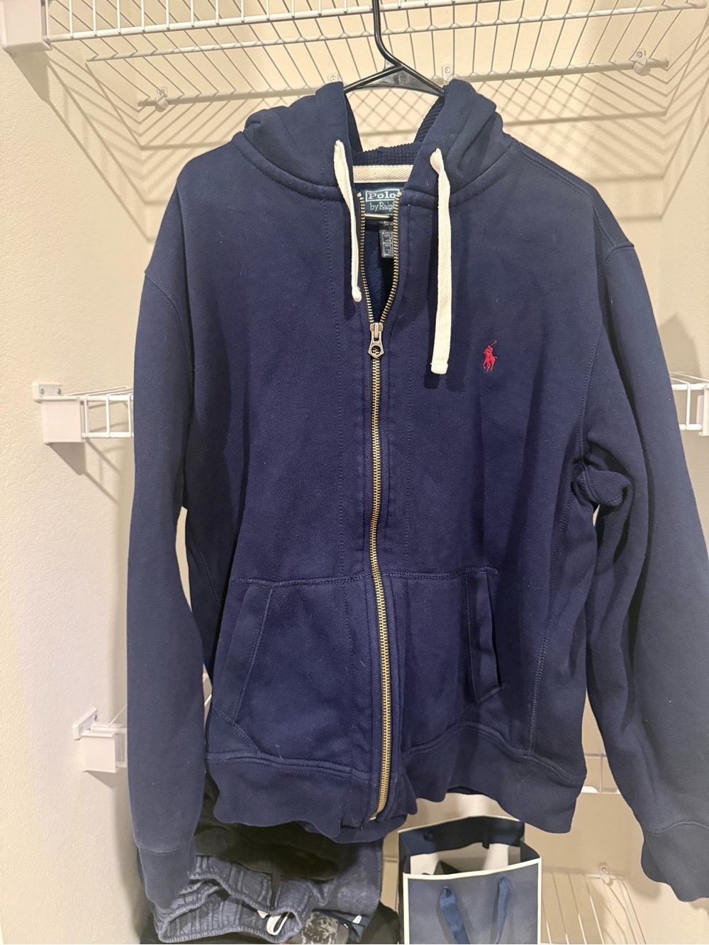 Ralph Lauren Navy Zip Hoodie with Red Pony